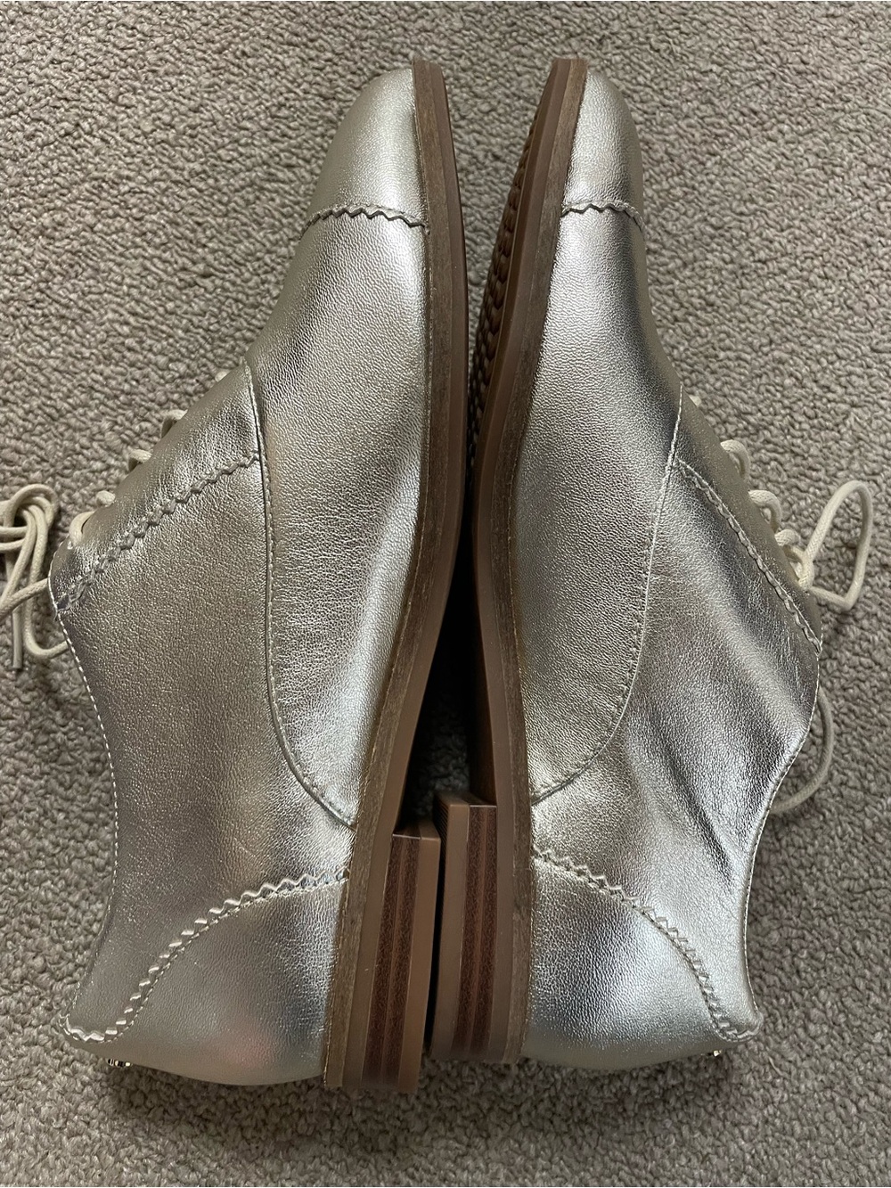 Cole Haan Metallic Gold Lace-Up Oxford Flats - Picture 5 of 8